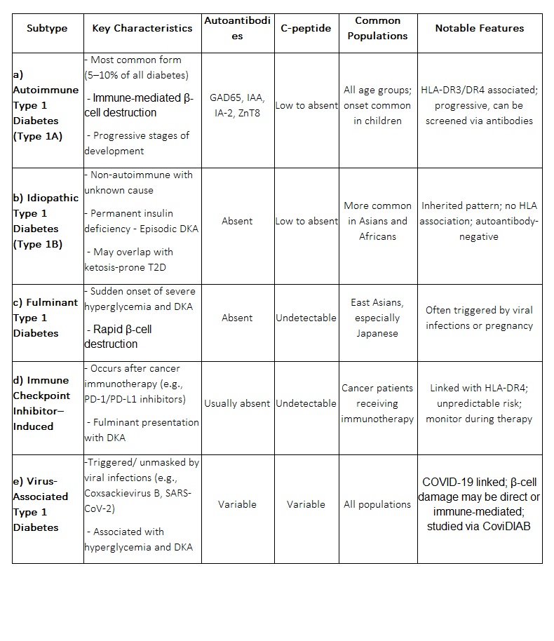 Type 1 diabetes classification